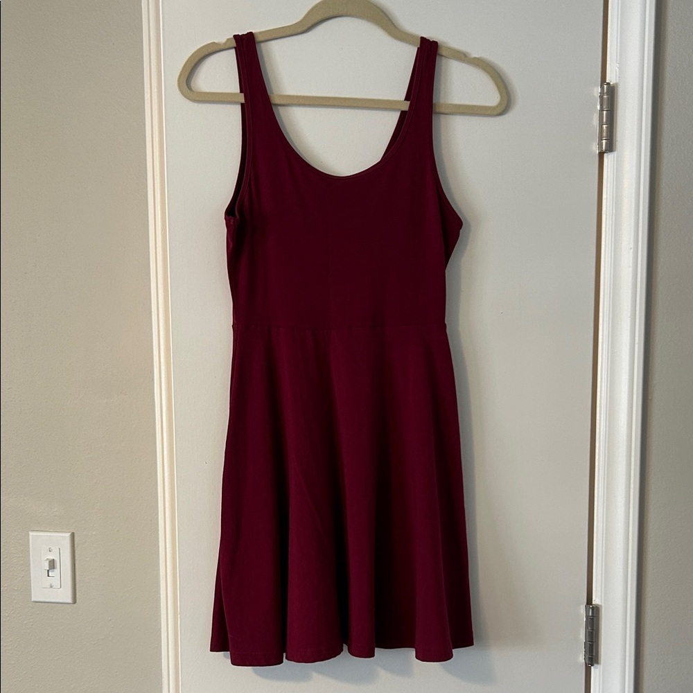 Casual Burgundy Sleeveless Dress